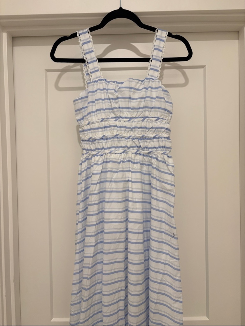 NWT [Altar’d State] Striped Lace Maxi/Midi Sundress White/Blue Women’s XXS - Picture 4 of 12